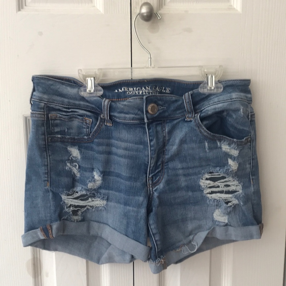 Super super stretch midi high rise jean shorts